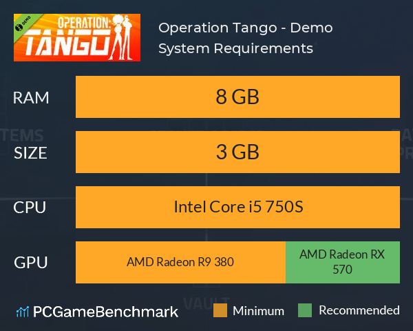 Operation: Tango - Demo System Requirements PC Graph - Can I Run Operation: Tango - Demo