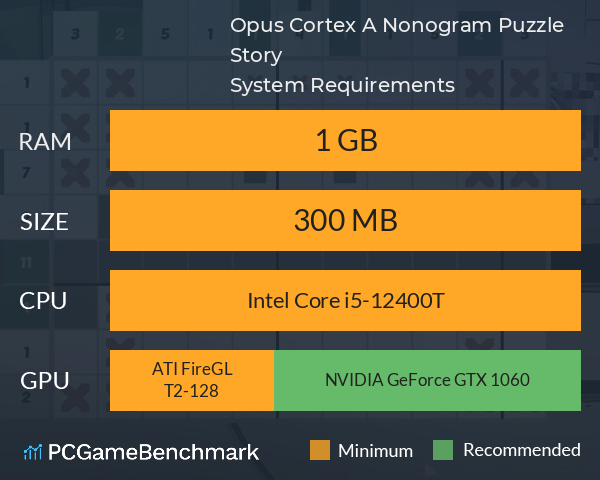 Opus Cortex: A Nonogram Puzzle Story System Requirements PC Graph - Can I Run Opus Cortex: A Nonogram Puzzle Story Opus Cortex: A Nonogram Puzzle Story System Requirements PC Graph - Can I Run Opus Cortex: A Nonogram Puzzle Story