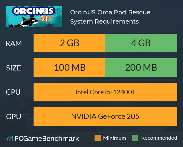 OrcinUS: Orca Pod Rescue System Requirements PC Graph - Can I Run OrcinUS: Orca Pod Rescue