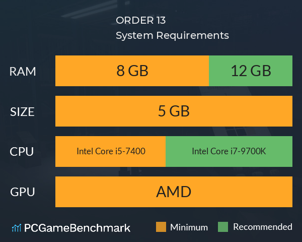 ORDER 13 System Requirements PC Graph - Can I Run ORDER 13