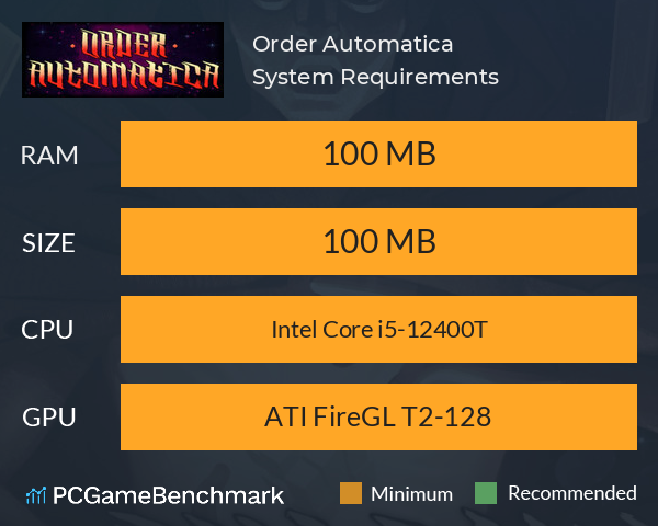 Order Automatica System Requirements PC Graph - Can I Run Order Automatica