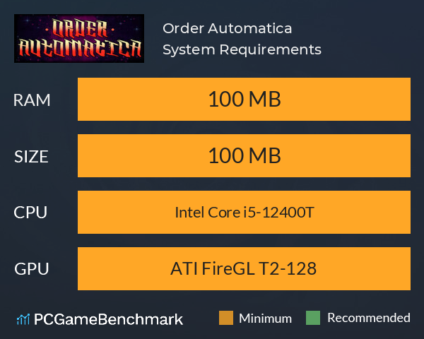 Order Automatica System Requirements PC Graph - Can I Run Order Automatica