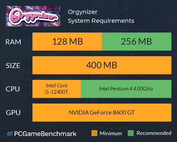 Orgynizer System Requirements PC Graph - Can I Run Orgynizer