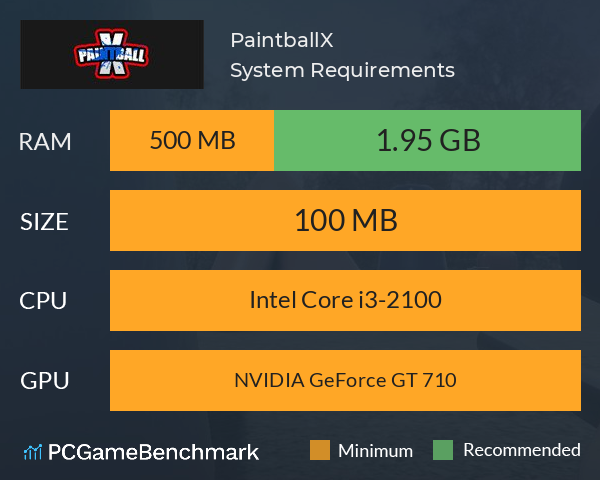 PaintballX System Requirements PC Graph - Can I Run PaintballX PaintballX System Requirements PC Graph - Can I Run PaintballX