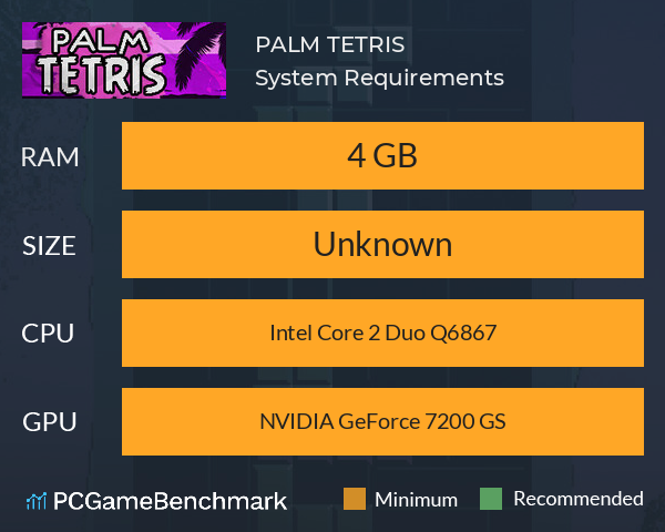 PALM TETRIS System Requirements PC Graph - Can I Run PALM TETRIS PALM TETRIS System Requirements PC Graph - Can I Run PALM TETRIS