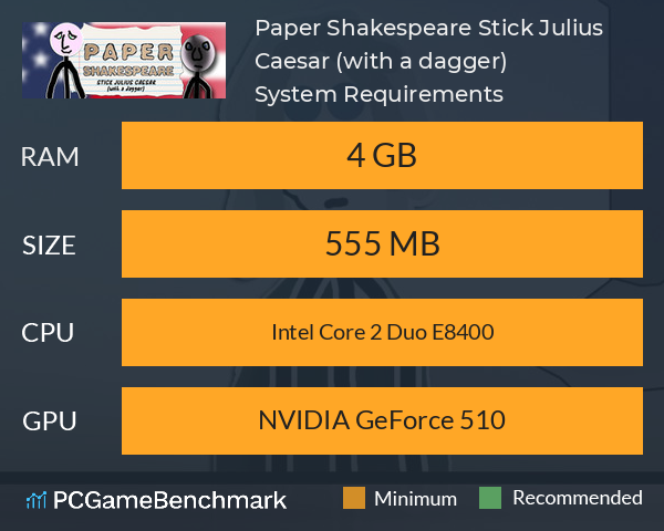 Paper Shakespeare: Stick Julius Caesar (with a dagger) System Requirements PC Graph - Can I Run Paper Shakespeare: Stick Julius Caesar (with a dagger) Paper Shakespeare: Stick Julius Caesar (with a dagger) System Requirements PC Graph - Can I Run Paper Shakespeare: Stick Julius Caesar (with a dagger)