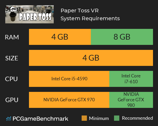 Paper Toss VR System Requirements PC Graph - Can I Run Paper Toss VR Paper Toss VR System Requirements PC Graph - Can I Run Paper Toss VR