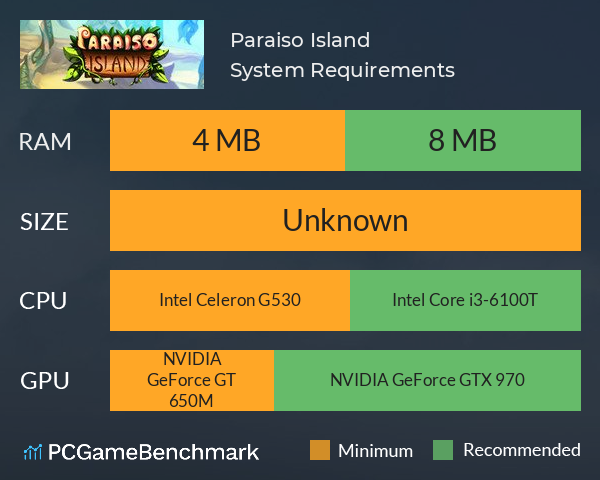Paraiso Island System Requirements PC Graph - Can I Run Paraiso Island