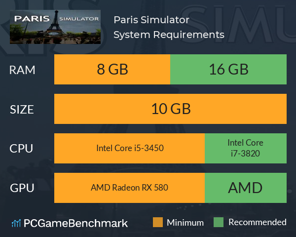 Paris Simulator System Requirements PC Graph - Can I Run Paris Simulator