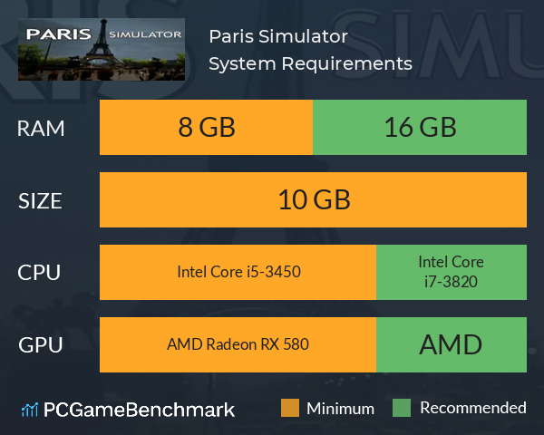 Paris Simulator System Requirements PC Graph - Can I Run Paris Simulator Paris Simulator System Requirements PC Graph - Can I Run Paris Simulator