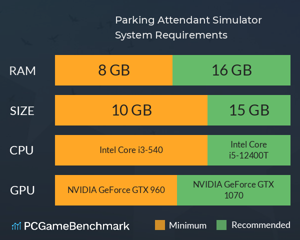Parking Attendant Simulator System Requirements PC Graph - Can I Run Parking Attendant Simulator Parking Attendant Simulator System Requirements PC Graph - Can I Run Parking Attendant Simulator