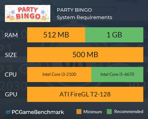 PARTY BINGO System Requirements PC Graph - Can I Run PARTY BINGO