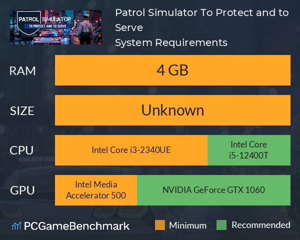 Patrol Simulator: To Protect and to Serve System Requirements PC Graph - Can I Run Patrol Simulator: To Protect and to Serve