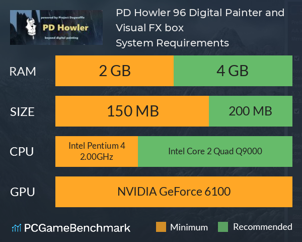 PD Howler 9.6 Digital Painter and Visual FX box System Requirements PC Graph - Can I Run PD Howler 9.6 Digital Painter and Visual FX box PD Howler 9.6 Digital Painter and Visual FX box System Requirements PC Graph - Can I Run PD Howler 9.6 Digital Painter and Visual FX box