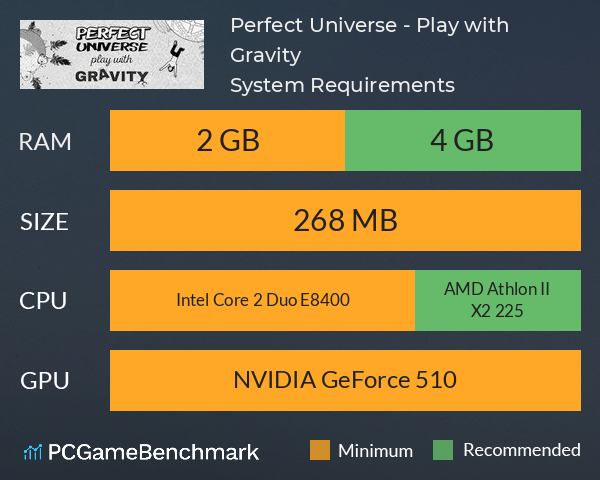 Perfect Universe - Play with Gravity System Requirements PC Graph - Can I Run Perfect Universe - Play with Gravity Perfect Universe - Play with Gravity System Requirements PC Graph - Can I Run Perfect Universe - Play with Gravity