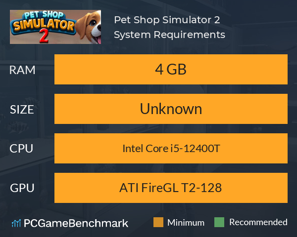 Pet Shop Simulator 2 System Requirements PC Graph - Can I Run Pet Shop Simulator 2
