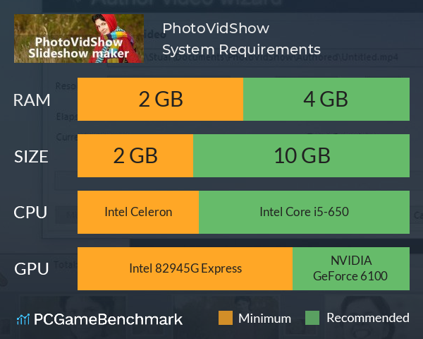 PhotoVidShow System Requirements PC Graph - Can I Run PhotoVidShow