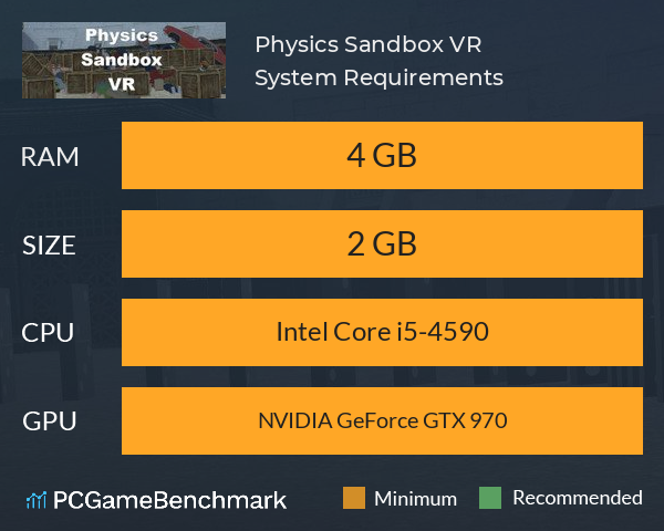 Physics Sandbox VR System Requirements PC Graph - Can I Run Physics Sandbox VR
