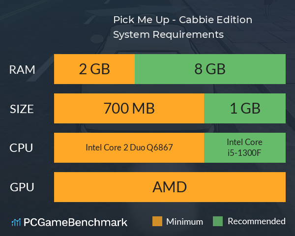 Pick Me Up - Cabbie Edition System Requirements PC Graph - Can I Run Pick Me Up - Cabbie Edition Pick Me Up - Cabbie Edition System Requirements PC Graph - Can I Run Pick Me Up - Cabbie Edition