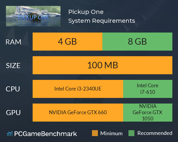 Pickup One System Requirements PC Graph - Can I Run Pickup One