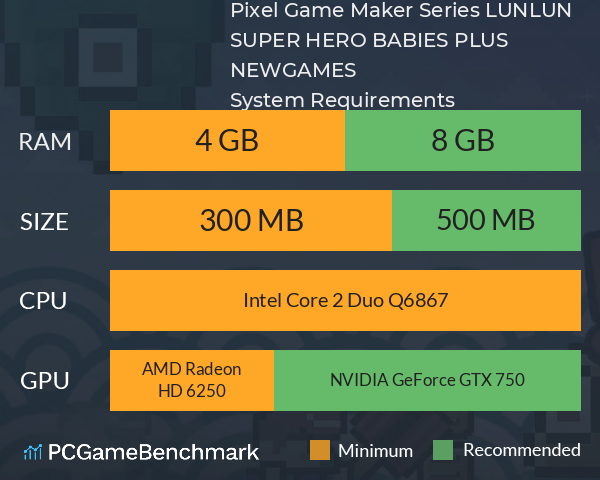 Pixel Game Maker Series LUNLUN SUPER HERO BABIES PLUS NEWGAMES System Requirements PC Graph - Can I Run Pixel Game Maker Series LUNLUN SUPER HERO BABIES PLUS NEWGAMES Pixel Game Maker Series LUNLUN SUPER HERO BABIES PLUS NEWGAMES System Requirements PC Graph - Can I Run Pixel Game Maker Series LUNLUN SUPER HERO BABIES PLUS NEWGAMES