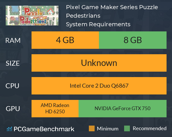 Pixel Game Maker Series Puzzle Pedestrians System Requirements PC Graph - Can I Run Pixel Game Maker Series Puzzle Pedestrians