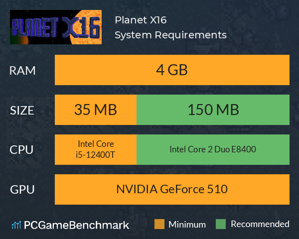 Planet X16 System Requirements PC Graph - Can I Run Planet X16 Planet X16 System Requirements PC Graph - Can I Run Planet X16