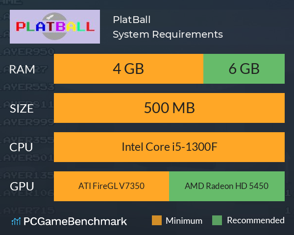 PlatBall System Requirements PC Graph - Can I Run PlatBall