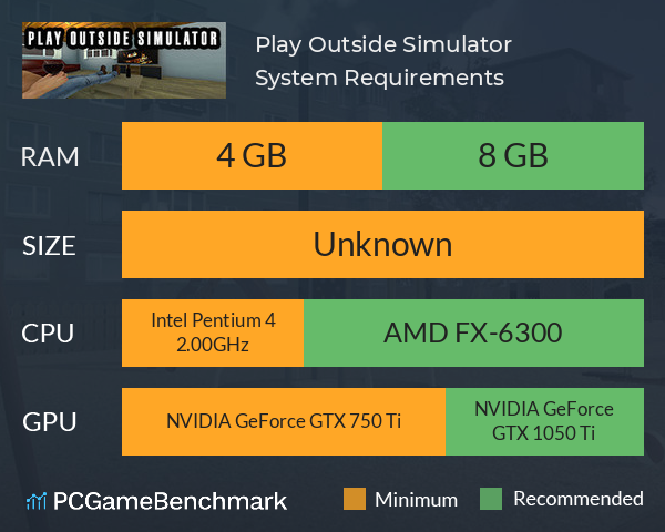 Play Outside Simulator System Requirements PC Graph - Can I Run Play Outside Simulator Play Outside Simulator System Requirements PC Graph - Can I Run Play Outside Simulator