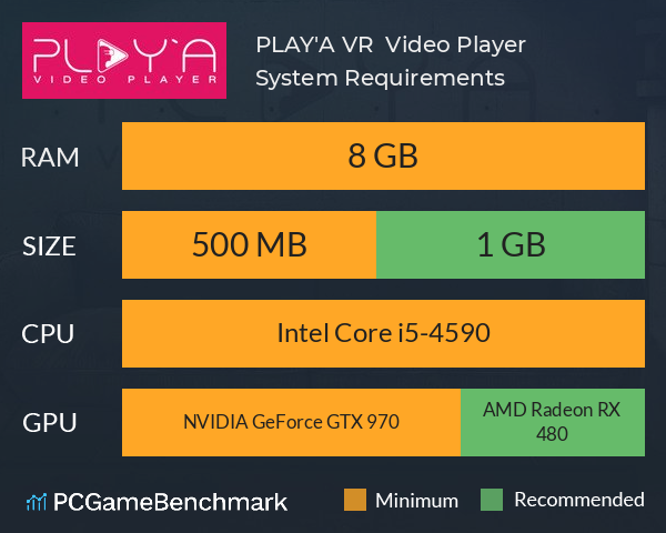 PLAY'A VR Video Player System Requirements PC Graph - Can I Run PLAY'A VR Video Player PLAY'A VR Video Player System Requirements PC Graph - Can I Run PLAY'A VR Video Player