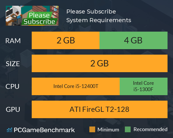 Please Subscribe System Requirements PC Graph - Can I Run Please Subscribe Please Subscribe System Requirements PC Graph - Can I Run Please Subscribe