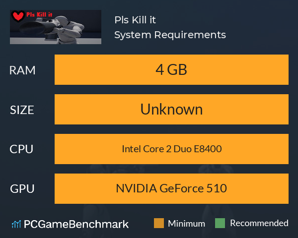 Pls Kill it. System Requirements PC Graph - Can I Run Pls Kill it.