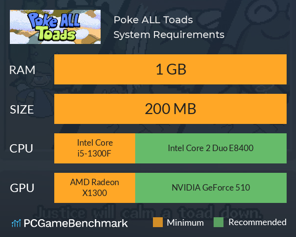Poke ALL Toads System Requirements PC Graph - Can I Run Poke ALL Toads