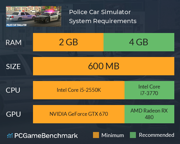 Police Car Simulator System Requirements PC Graph - Can I Run Police Car Simulator