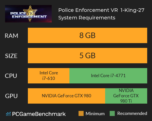 Police Enforcement VR : 1-King-27 System Requirements PC Graph - Can I Run Police Enforcement VR : 1-King-27 Police Enforcement VR : 1-King-27 System Requirements PC Graph - Can I Run Police Enforcement VR : 1-King-27