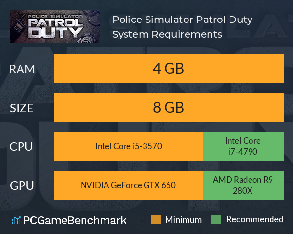 Police Simulator: Patrol Duty System Requirements PC Graph - Can I Run Police Simulator: Patrol Duty