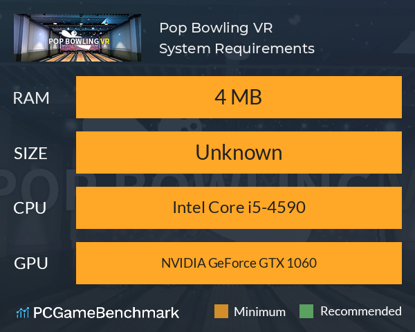 Pop Bowling VR System Requirements PC Graph - Can I Run Pop Bowling VR