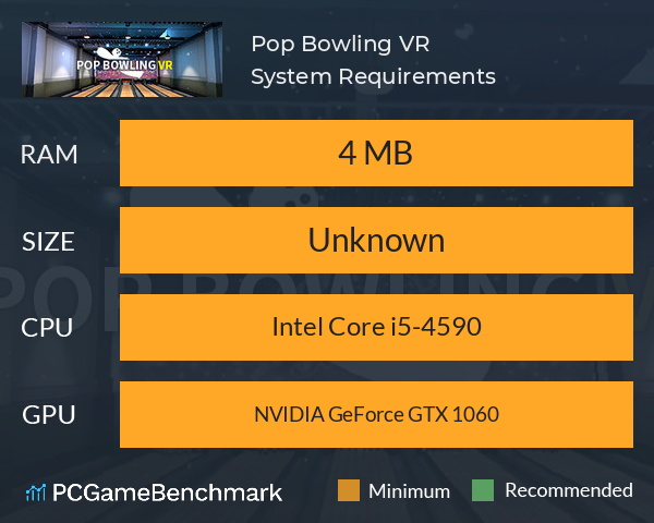 Pop Bowling VR System Requirements PC Graph - Can I Run Pop Bowling VR Pop Bowling VR System Requirements PC Graph - Can I Run Pop Bowling VR