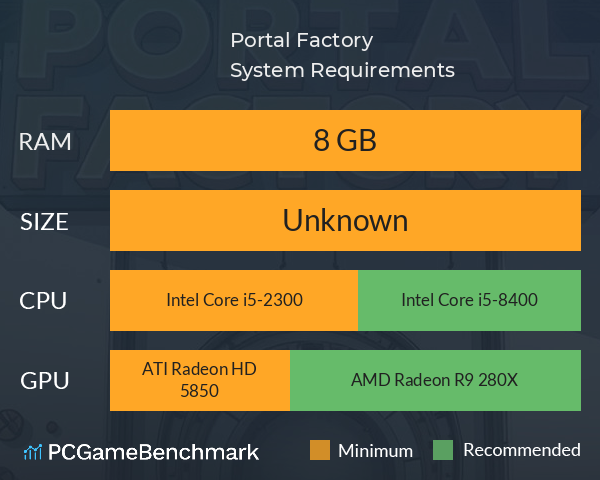 Portal Factory System Requirements PC Graph - Can I Run Portal Factory Portal Factory System Requirements PC Graph - Can I Run Portal Factory