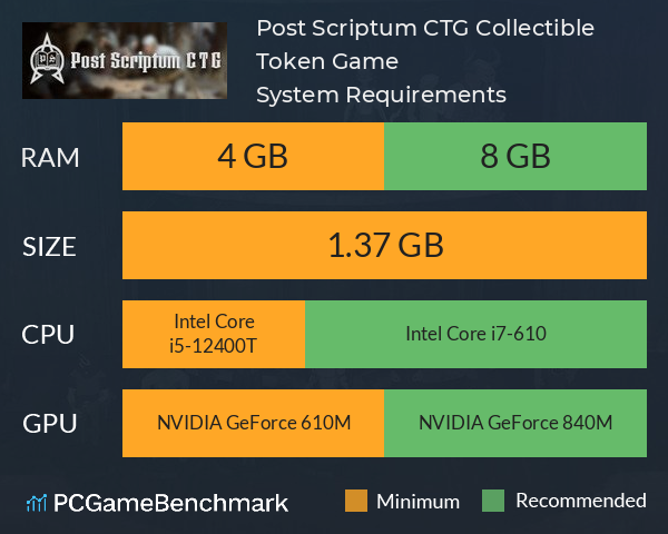 Post Scriptum CTG: Collectible Token Game System Requirements PC Graph - Can I Run Post Scriptum CTG: Collectible Token Game Post Scriptum CTG: Collectible Token Game System Requirements PC Graph - Can I Run Post Scriptum CTG: Collectible Token Game