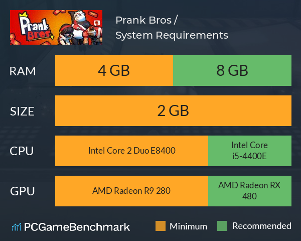 Prank Bros / 欢乐兄弟 System Requirements PC Graph - Can I Run Prank Bros / 欢乐兄弟