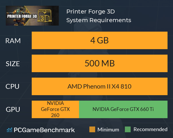 Printer Forge 3D System Requirements PC Graph - Can I Run Printer Forge 3D