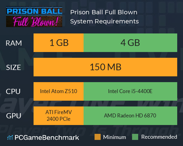 Prison Ball: Full Blown System Requirements PC Graph - Can I Run Prison Ball: Full Blown Prison Ball: Full Blown System Requirements PC Graph - Can I Run Prison Ball: Full Blown