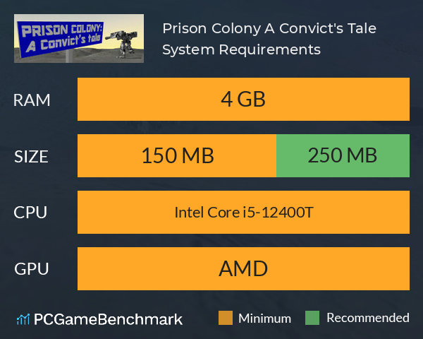 Prison Colony: A Convict's Tale System Requirements PC Graph - Can I Run Prison Colony: A Convict's Tale Prison Colony: A Convict's Tale System Requirements PC Graph - Can I Run Prison Colony: A Convict's Tale