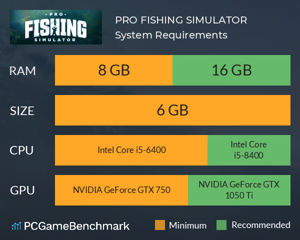 PRO FISHING SIMULATOR System Requirements PC Graph - Can I Run PRO FISHING SIMULATOR