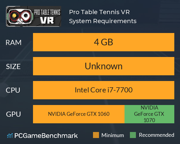 Pro Table Tennis VR System Requirements PC Graph - Can I Run Pro Table Tennis VR Pro Table Tennis VR System Requirements PC Graph - Can I Run Pro Table Tennis VR