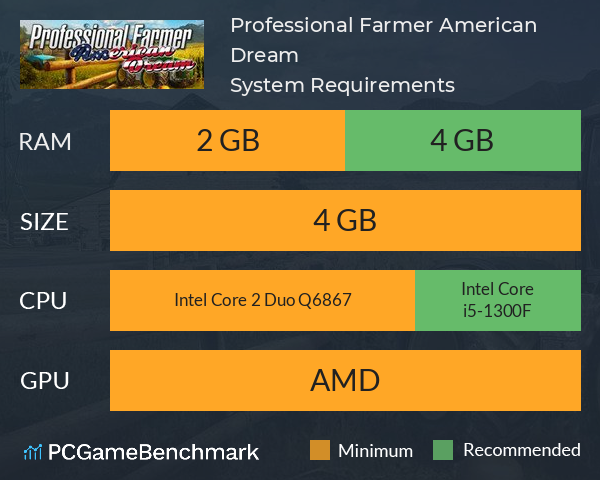 Professional Farmer: American Dream System Requirements PC Graph - Can I Run Professional Farmer: American Dream