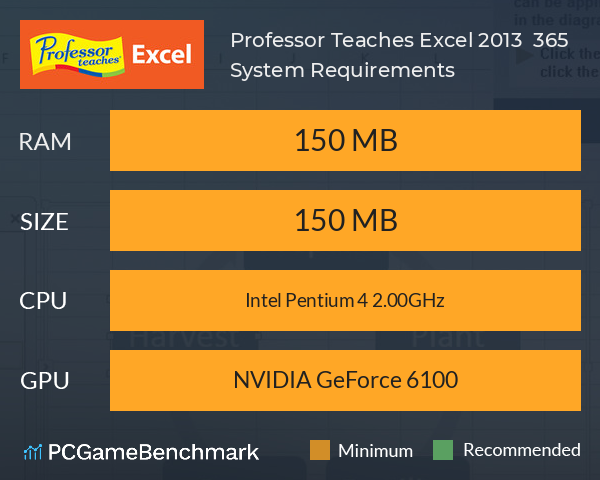 Professor Teaches Excel 2013 & 365 System Requirements PC Graph - Can I Run Professor Teaches Excel 2013 & 365