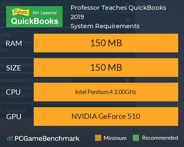 Professor Teaches QuickBooks 2019 System Requirements PC Graph - Can I Run Professor Teaches QuickBooks 2019