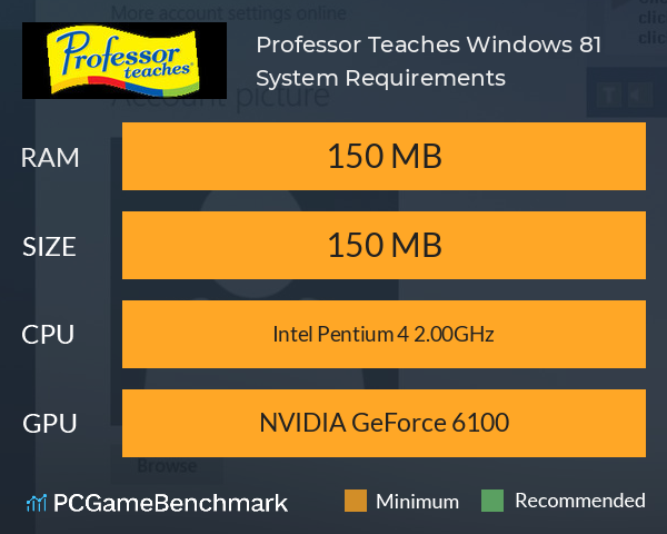 Professor Teaches Windows 8.1 System Requirements PC Graph - Can I Run Professor Teaches Windows 8.1